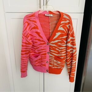 Cori Zebra Rachel Antonoff large sweater womens pink orange
